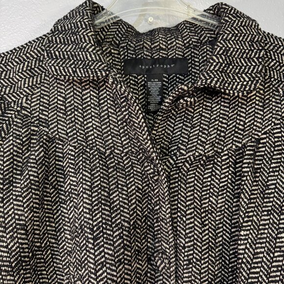 Apostrophe Womens Herringbone Cropped Jacket XL - Wool Blend Black & White - Picture 2 of 6